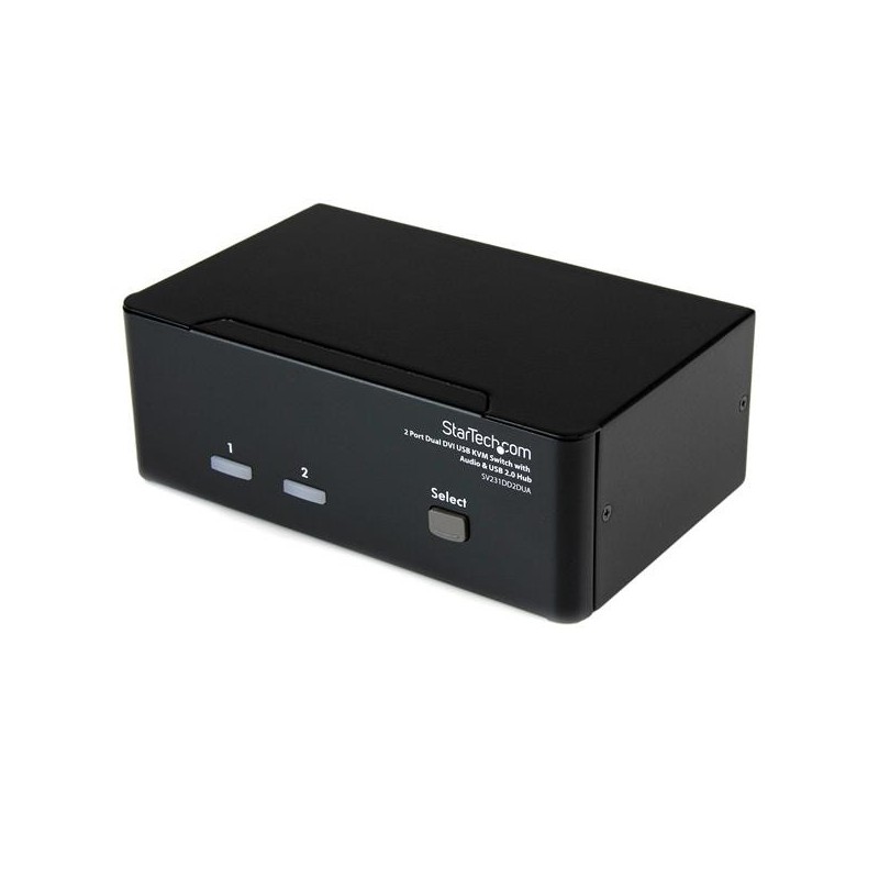 2 Port DVI USB KVM Switch mit Audio und USB 2.0 Hub